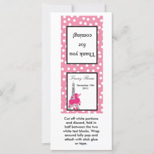 Carte 25 Lollipop Topper Pink Poodle à Paris Eiffel