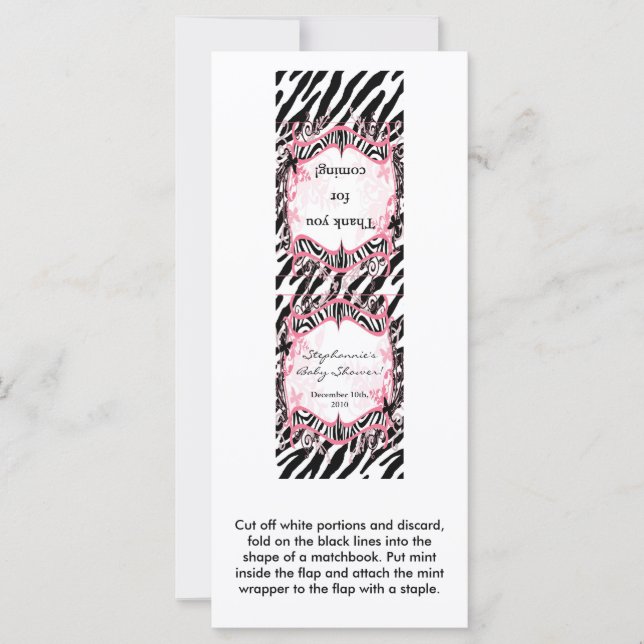 Carte 25 Mint Matchbooks Girly Butterfly Zebra Print (Devant)