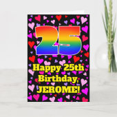 Carte 25e anniversaire : Amour Hearts Motif, Arc-en-ciel (Devant)