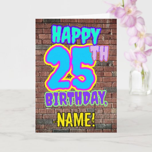 Carte 25e anniversaire - Amusant, Graffiti urbain inspir (Orchidée)