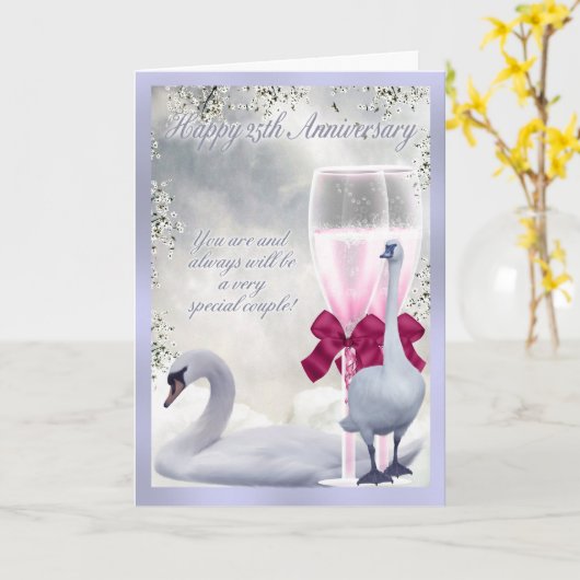 Carte 25e anniversaire - Anniversaire de l'argent (Fleur jaune)