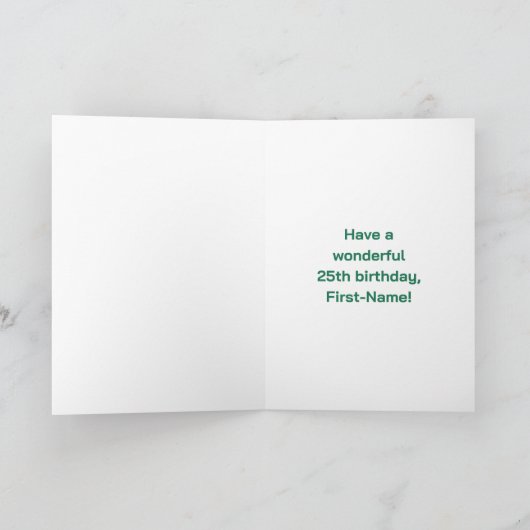 Carte 25e anniversaire : Arc-en-ciel amusant #, Nom pers (Intérieur)