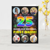 Carte 25e anniversaire : Arc-en-ciel amusant #, Nom pers (Fleur jaune)