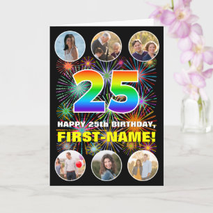 Carte 25e anniversaire : Arc-en-ciel amusant #, Nom pers