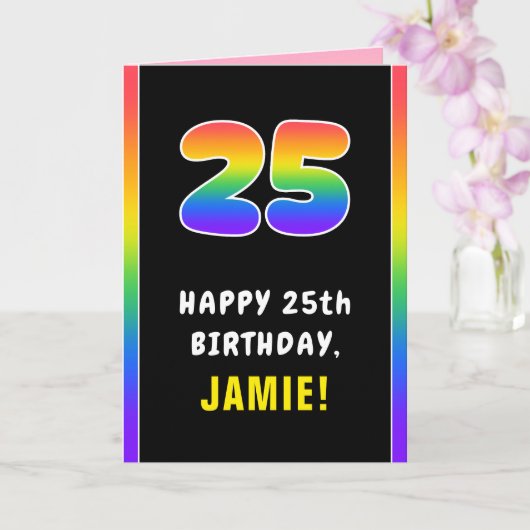 Carte 25e anniversaire : Arc-en-ciel coloré # 25, Nom pe (Orchidée)