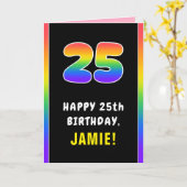 Carte 25e anniversaire : Arc-en-ciel coloré # 25, Nom pe (Fleur jaune)