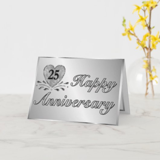 Carte 25e anniversaire - Argent (Fleur jaune)