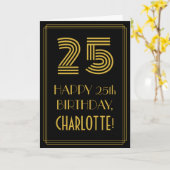 Carte 25e anniversaire : Art Déco Inspiré Look "25" & No (Fleur jaune)