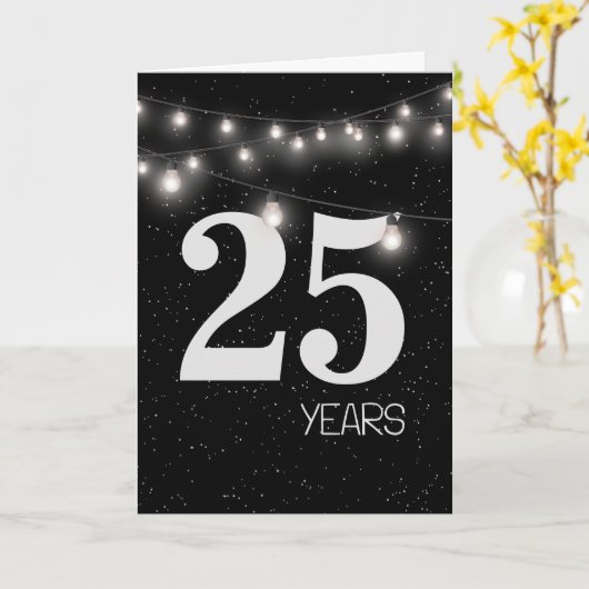 Carte 25e anniversaire avec lumières et étoiles (Fleur jaune)
