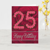 Carte 25e anniversaire avec roses et feuilles (Fleur jaune)