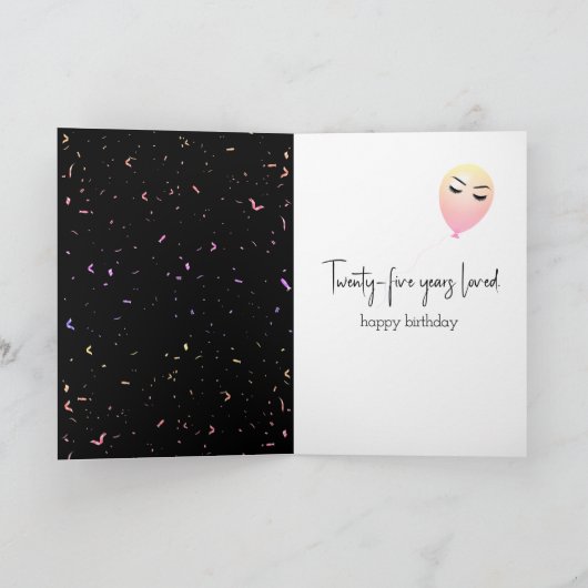 Carte 25e anniversaire Ballons et Confetti (Intérieur)