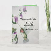 Carte 25e Anniversaire Couple Élégant Colibri (Devant)