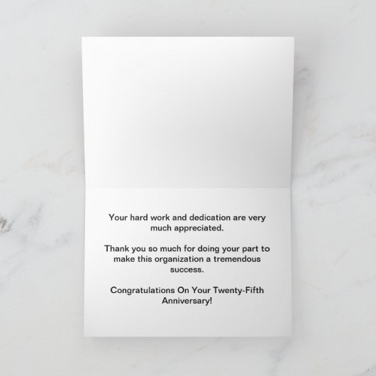 Carte 25e anniversaire de l'employé (Intérieur)