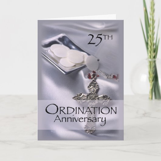 Carte 25e anniversaire de l'Ordination Croix Hôte, prêtr (Devant)