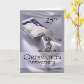 Carte 25e anniversaire de l'Ordination Croix Hôte, prêtr (Fleur jaune)