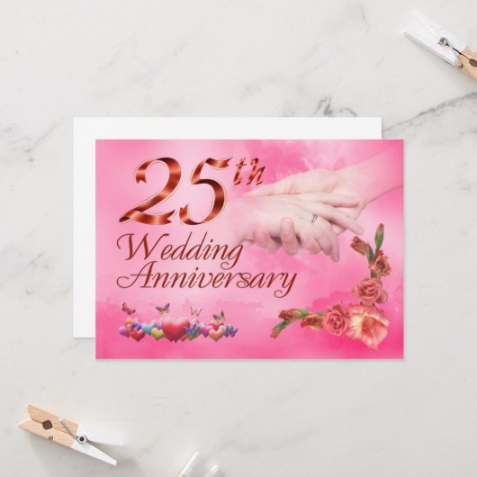 Carte 25e anniversaire de mariage (Devant/Arrière en situation)