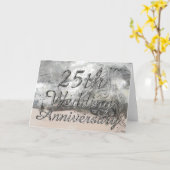 Carte 25e Anniversaire de Mariage Chic Typographie Argen (Fleur jaune)