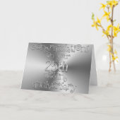 Carte 25e Anniversaire de Mariage Chic Typographie Argen (Fleur jaune)