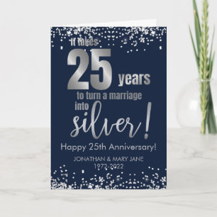 Carte 25e anniversaire de Mariage d'argent Marine