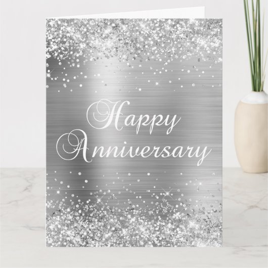 Carte 25e anniversaire de Mariage heureux en argent (Devant)