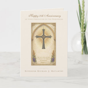 Carte 25e Anniversaire de Prêtre Catholique IHS Eucharis