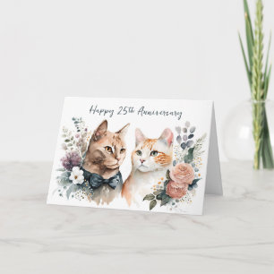 Carte 25e anniversaire du Mariage Chats