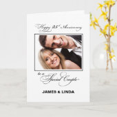 Carte 25e anniversaire du Mariage Nom personnalisé et ph (Fleur jaune)