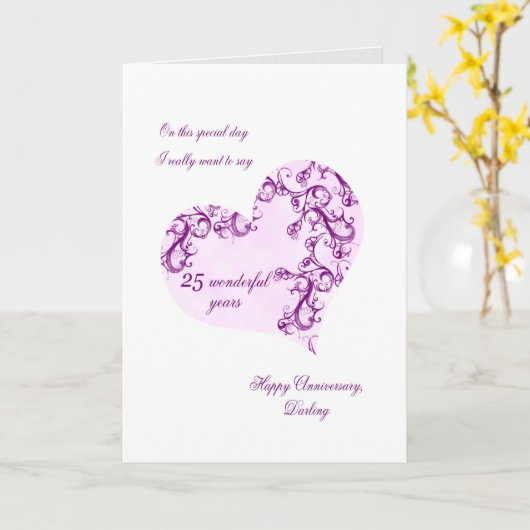 Carte 25e anniversaire du Mariage romantique (Fleur jaune)