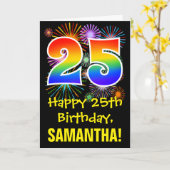 Carte 25e anniversaire : Fun Motif Fireworks + Rainbow 2 (Fleur jaune)