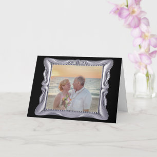 Carte 25e anniversaire Mariage Antique Argent Cadre