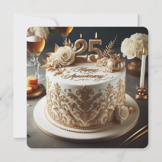 Carte 25e ANNIVERSAIRE MARIAGE ÉLÉGANT (Devant)