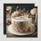 Carte 25e ANNIVERSAIRE MARIAGE ÉLÉGANT (Devant / Derrière)