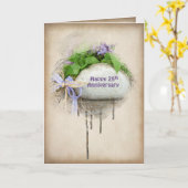 Carte 25e anniversaire mariage rock et lilas (Fleur jaune)