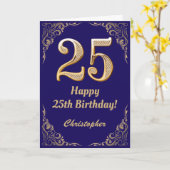 Carte 25e anniversaire Marine Parties scintillant bleu e (Fleur jaune)