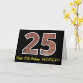 Carte 25e anniversaire - Motif de mur de briques "25" av (Fleur jaune)