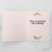 Carte 25e anniversaire noir Floral Fille Nom (Intérieur)