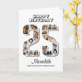Carte 25e anniversaire Numéro 25 Collage photo (Fleur jaune)