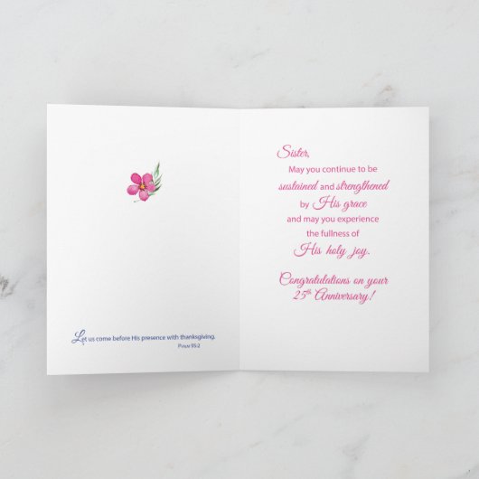 Carte 25e anniversaire Nun Croix de vie religieuse, Fleu (Intérieur)