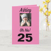 Carte 25e anniversaire Oh non ! Fille rose mignonne (Fleur jaune)