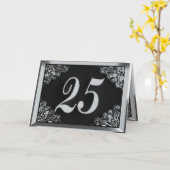 Carte 25e anniversaire ou anniversaire Regal Argent Noir (Fleur jaune)