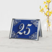 Carte 25e anniversaire ou anniversaire Regal Silver Blue (Fleur jaune)