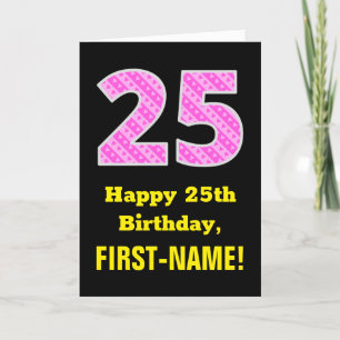 Carte 25e anniversaire : Pink Stripes and Hearts "25" + 