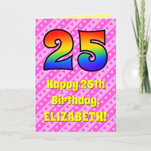Carte 25e anniversaire : Pink Stripes & Hearts, Arc-en-c