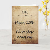 Carte 25e anniversaire pour un nag (Fleur jaune)