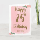 Carte 25e anniversaire rose et or (Devant)
