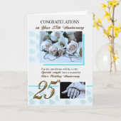 Carte 25ème anniversaire de mariage de argent (Fleur jaune)