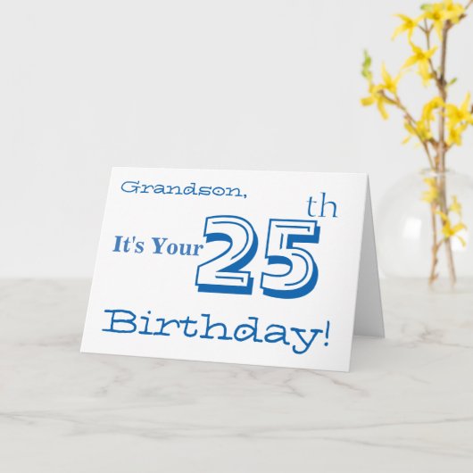 Carte 25ème salutation de l'anniversaire du petit-fils (Fleur jaune)