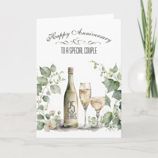 Carte 25th Wedding Anniversary Wine and Ivy (Devant)