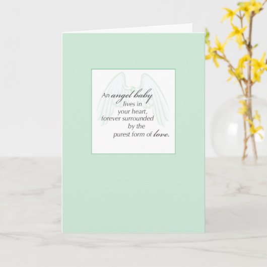 Carte 2653 Ange Bébé Ailes Vert, Sympathie (Fleur jaune)