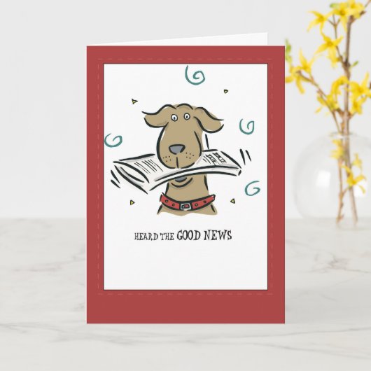 Carte 2666 Bonnes Nouvelles Félicitations Chien (Fleur jaune)